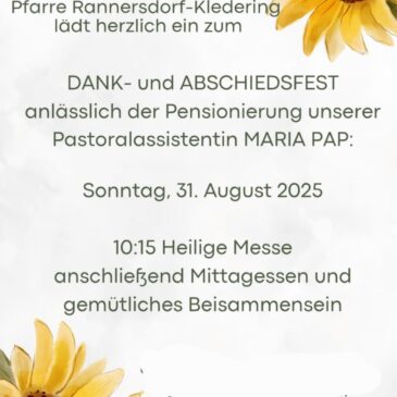 Dank Abschiedsfest Maria Pap 31.8.2025