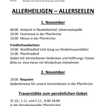 Allerheiligen – Allerseelen